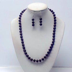 Chocolate Pearl w/Crystal Silver Seed Glass Seed Bead Necklace/Earrings Set